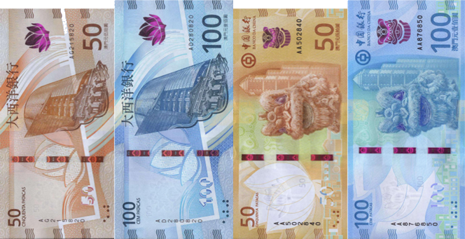 (619) ** PNew PN92,93,131,132) Macao-50 & 100 Patacas(Ultr./Chin